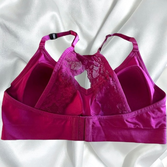 TORRID BERRY PINK DEEP V RACERBACK LIGHTLY PADDED SEAMLESS BRALETTE NEW - Picture 8 of 14